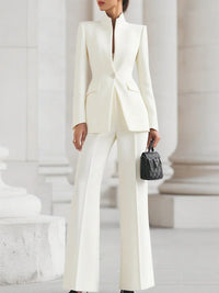 Vina™ | Women's Two-Piece Suit Set Longline Blazer & Flare Trousers