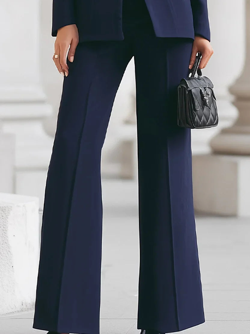 Vina™ | Women's Two-Piece Suit Set Longline Blazer & Flare Trousers