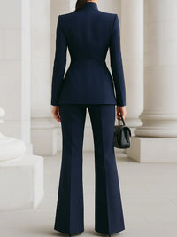 Vina™ | Women's Two-Piece Suit Set Longline Blazer & Flare Trousers