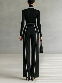 Linda™ | High-Neck Top & Wide-Leg Pants Set with Belt