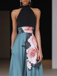 Aria™ | Women Floral Crew Neck Sleeveless Maxi Dress