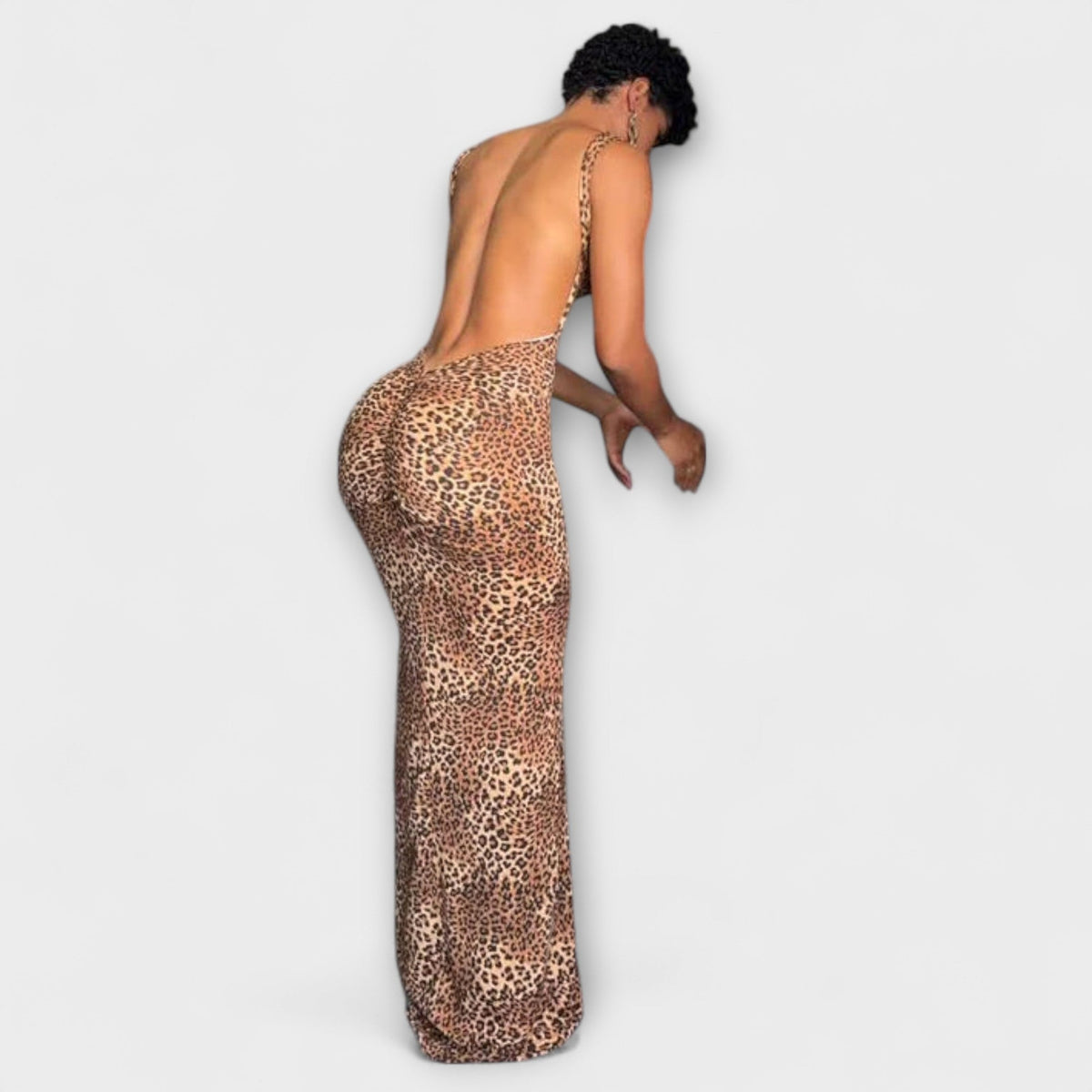 Style200™ | Della Leopard Print Maxi Dress for Chic Events