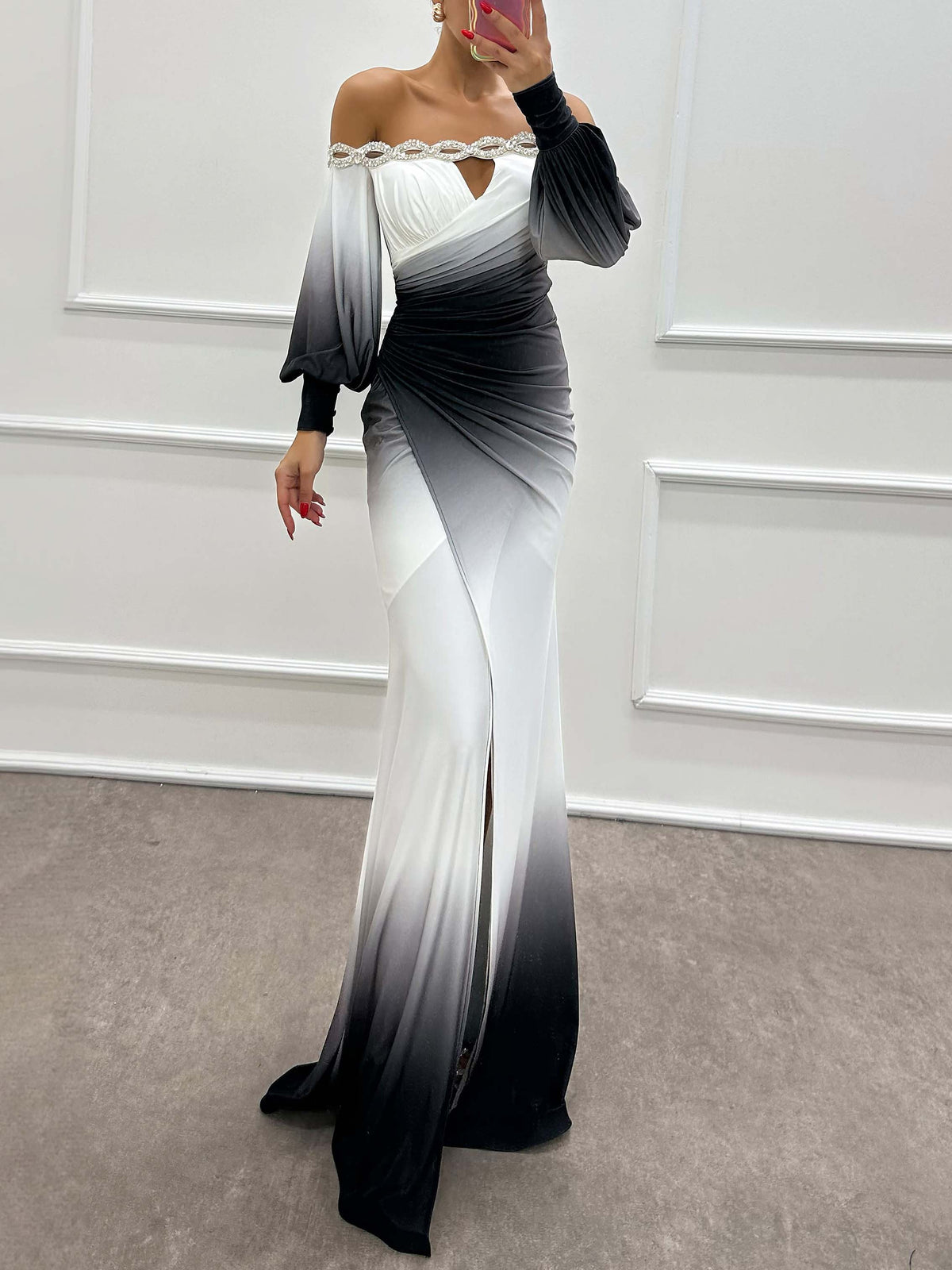Zoraya™ | Gradient Off-Shoulder Wedding Guest Dress