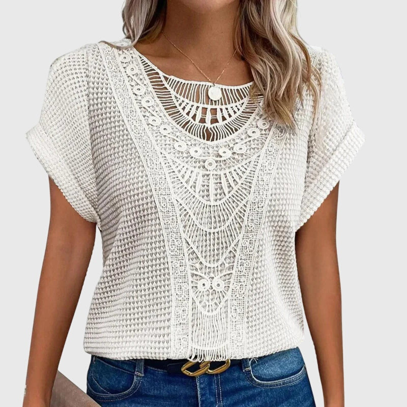 Style200™ | Chic Ibiza-Inspired Pearl Blouse for Every Occasion