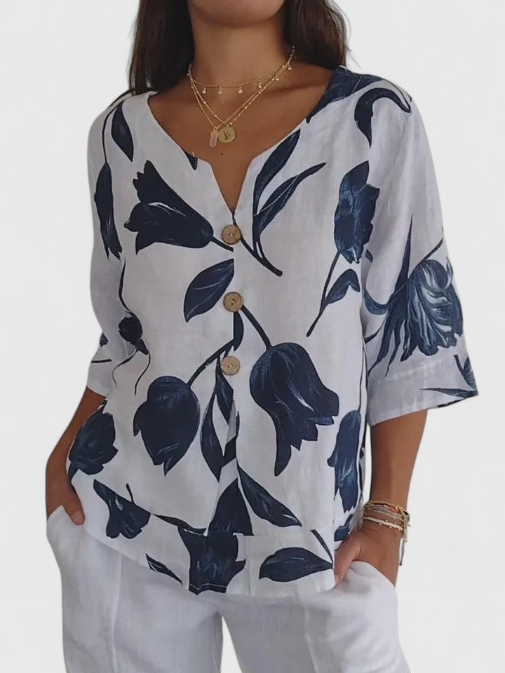 Laura™ | Stylish V-Neck Blouse for Every Occasion