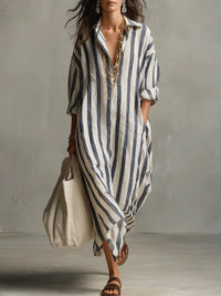 MARIT | Striped Linen Shirt Dress