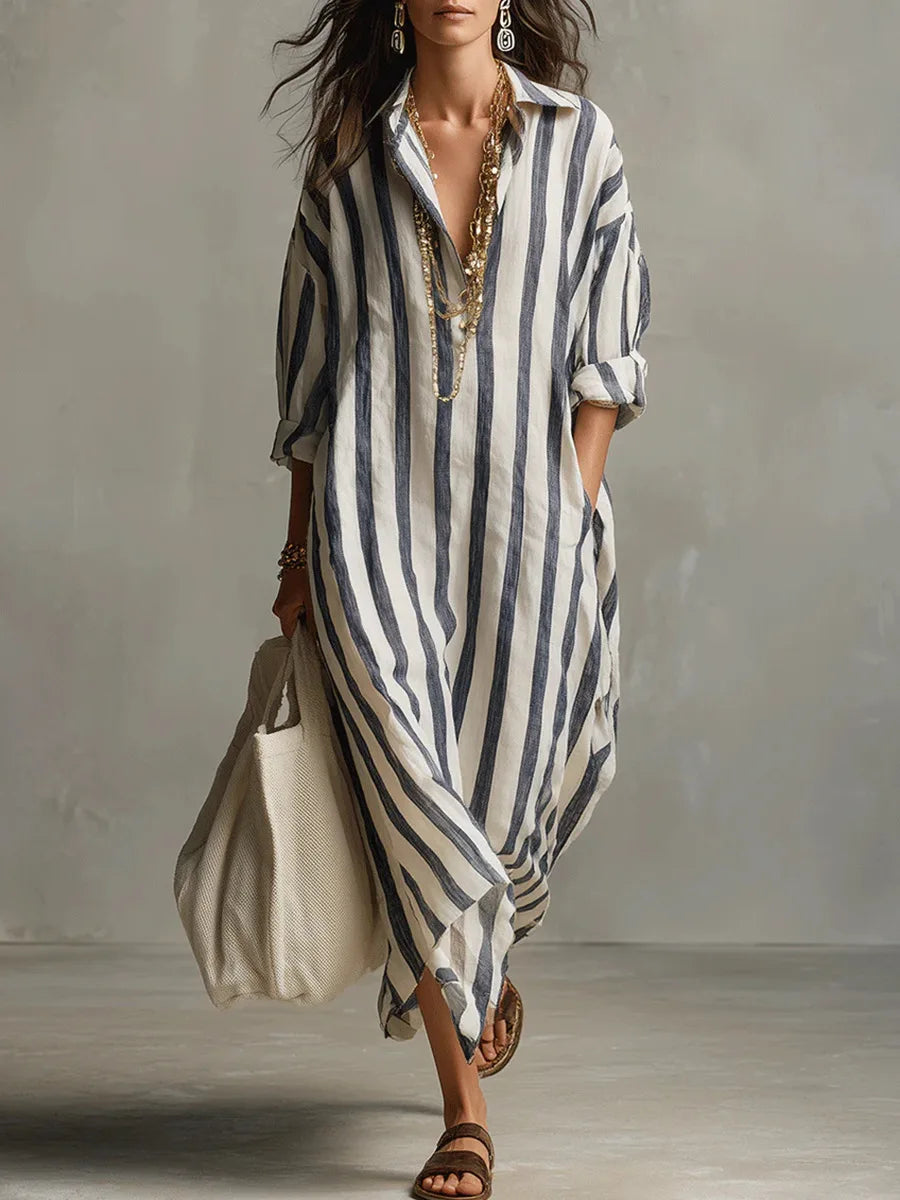 MARIT | Striped Linen Shirt Dress