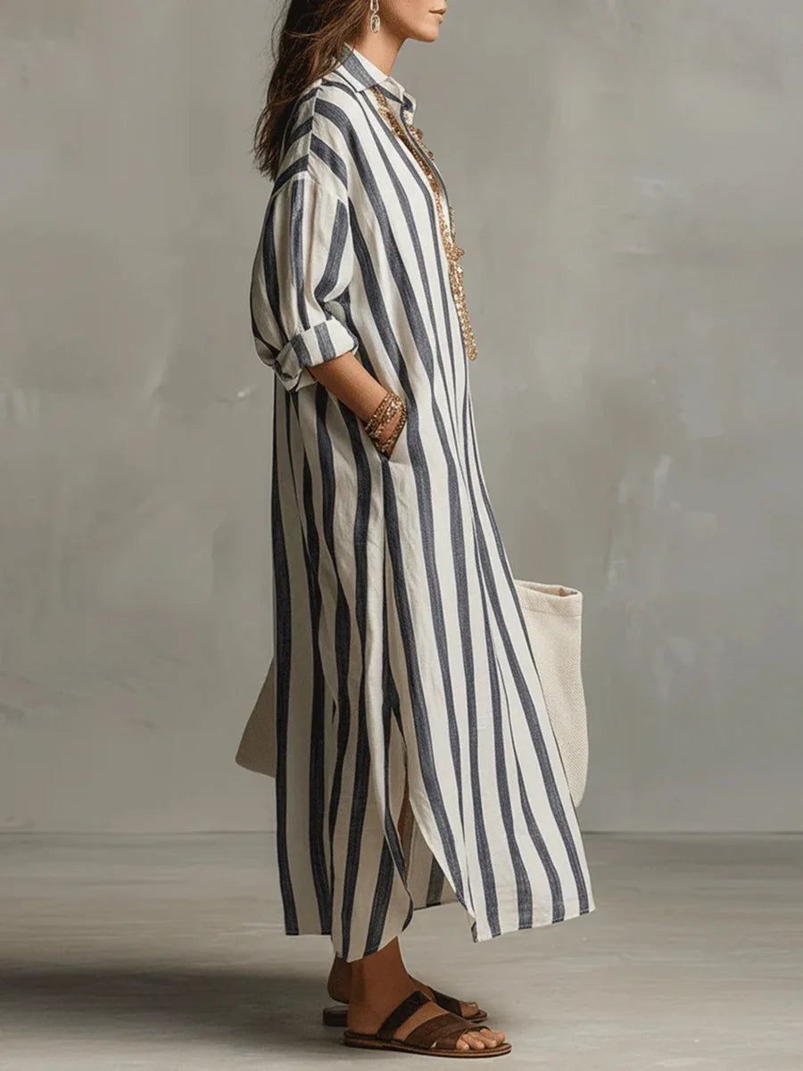 MARIT | Striped Linen Shirt Dress