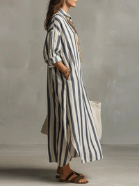 MARIT | Striped Linen Shirt Dress
