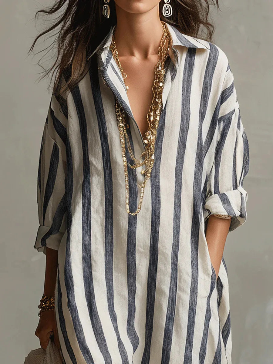 MARIT | Striped Linen Shirt Dress