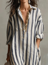 MARIT | Striped Linen Shirt Dress
