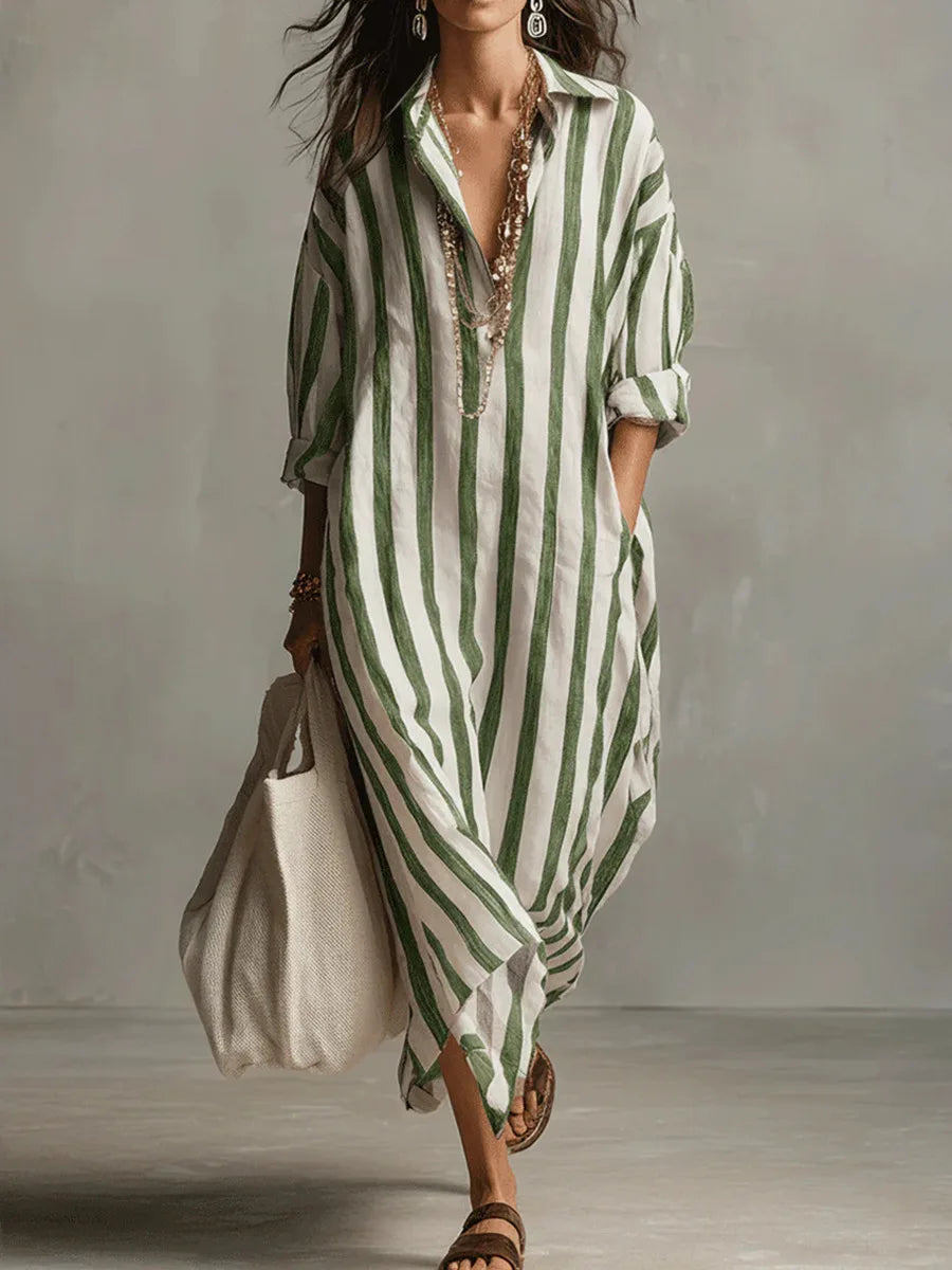 MARIT | Striped Linen Shirt Dress