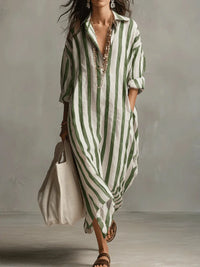 MARIT | Striped Linen Shirt Dress