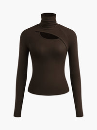 Ravena™ | Women's Turtleneck Cutout Top Long Sleeve Fitted Going Out Top
