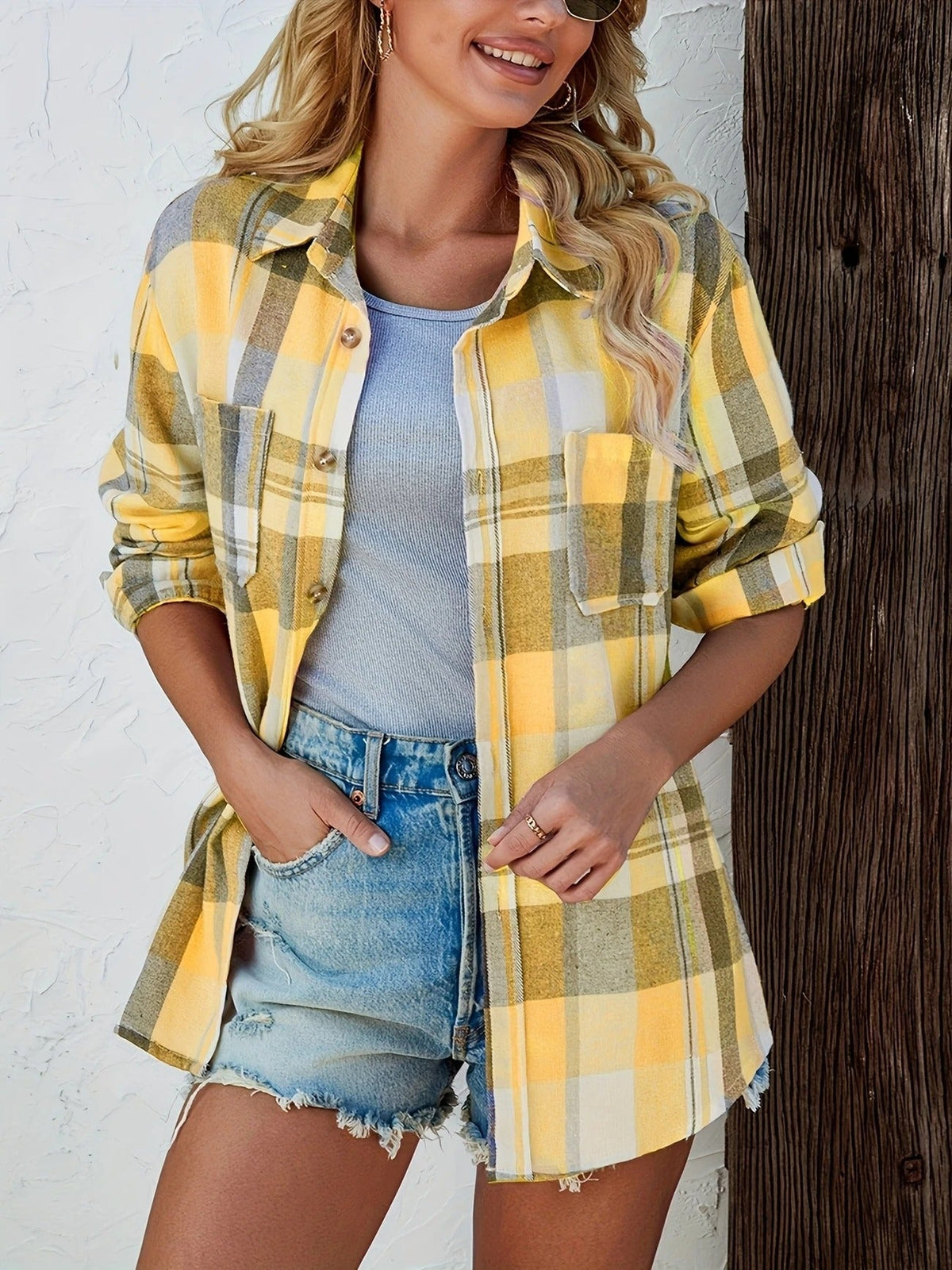 Harper™ | Women's Oversized Plaid Flannel Button-Down Shirt