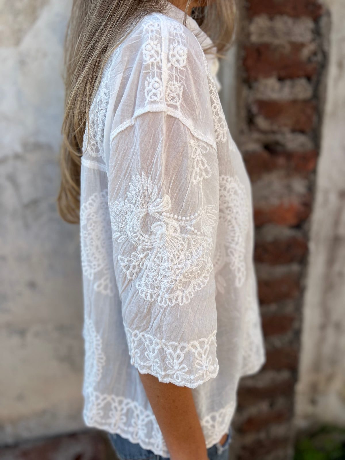 Vivienne™ | Women's Lace Blouse Long Sleeve Button Down Embroidered Top