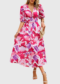 Style200™ | Chic Floral Midi Dress for Any Occasion