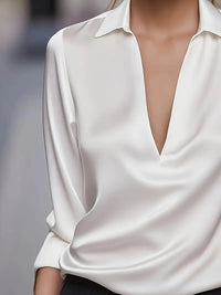 Eva™ | Premium V-Neck Satin Blouse