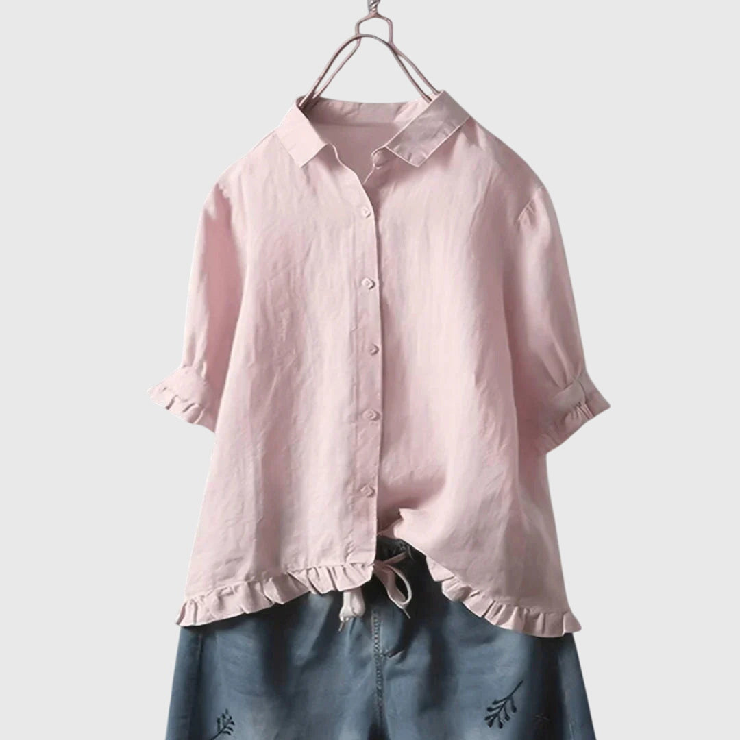 Pamela™ | Chic Cotton Blend Shirt for Any Occasion
