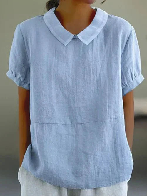 Ivy™ | Women's Peter Pan Collar Short Sleeve Casual Top