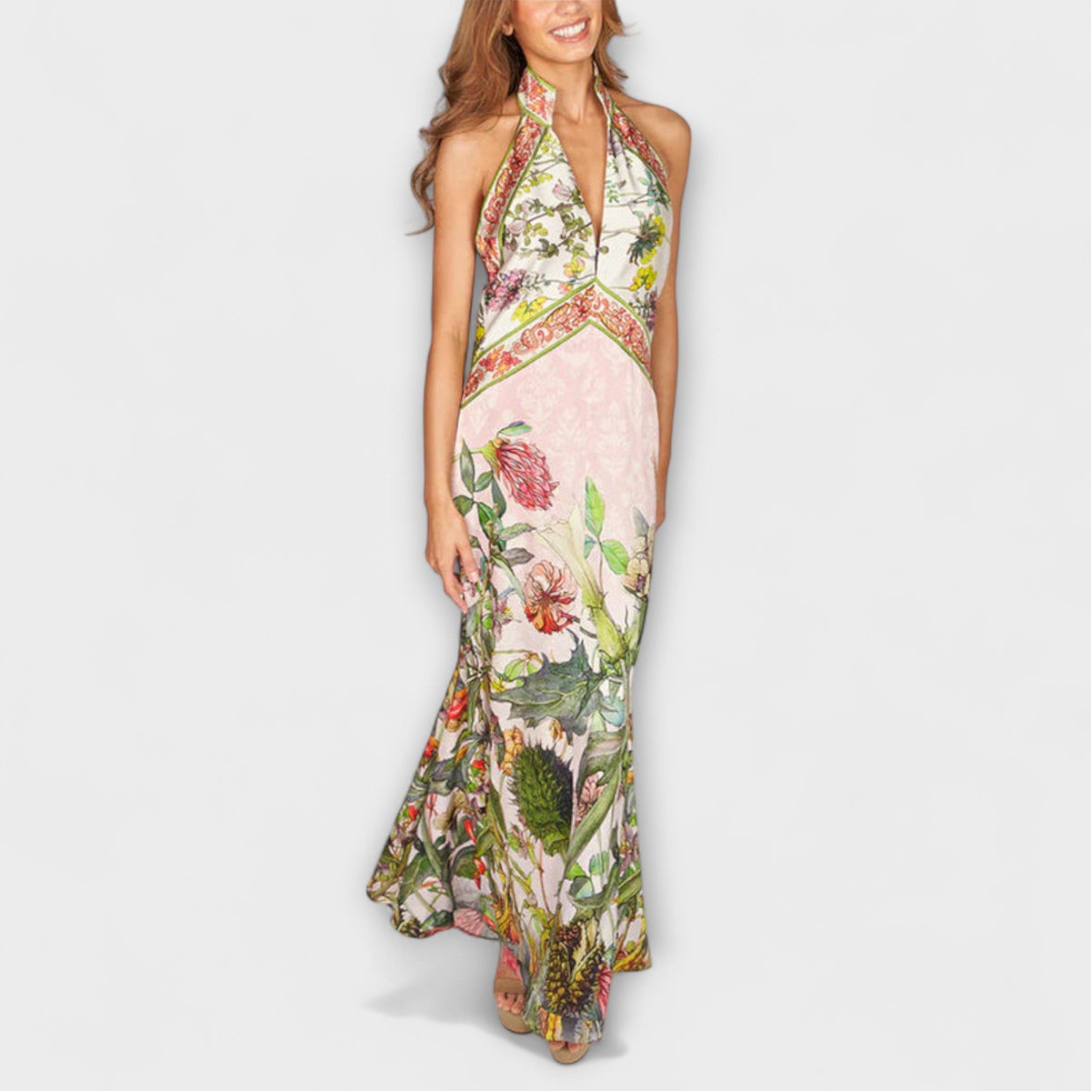 Style200™ | Floral Sleeveless Open Back Maxi Dress for Summer Events