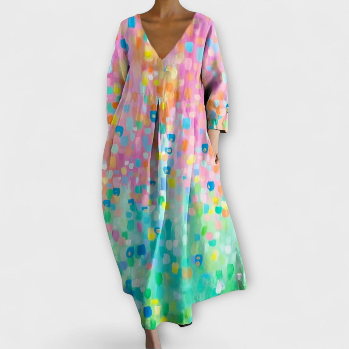 Style200™ | Vibrant V-Neck Maxi Dress for Every Occasion