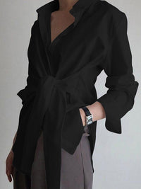 Monroe™ | Women's Tie Waist Button Down Long Sleeve Shirt Blouse