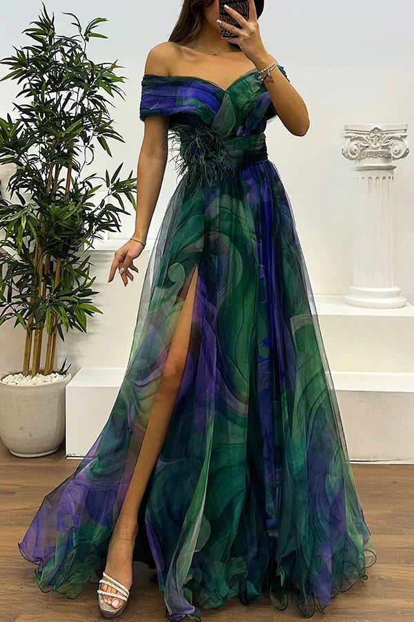 Fabienne™ | Wedding Guest Dress - Off Shoulder Maxi
