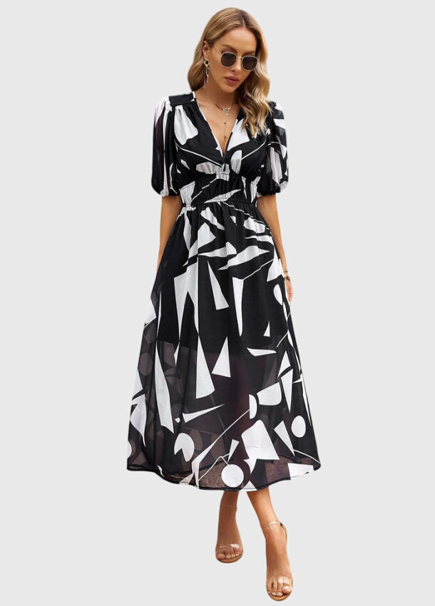 Style200™ | Chic Floral Midi Dress for Any Occasion
