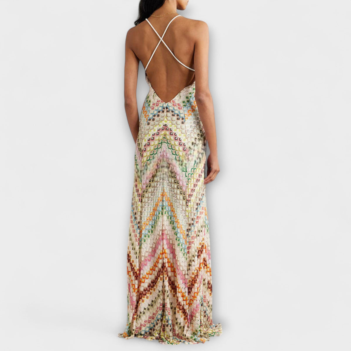 Style200™ | Remi - Missoni Vibrant Herringbone Maxi Dress for Any Occasion