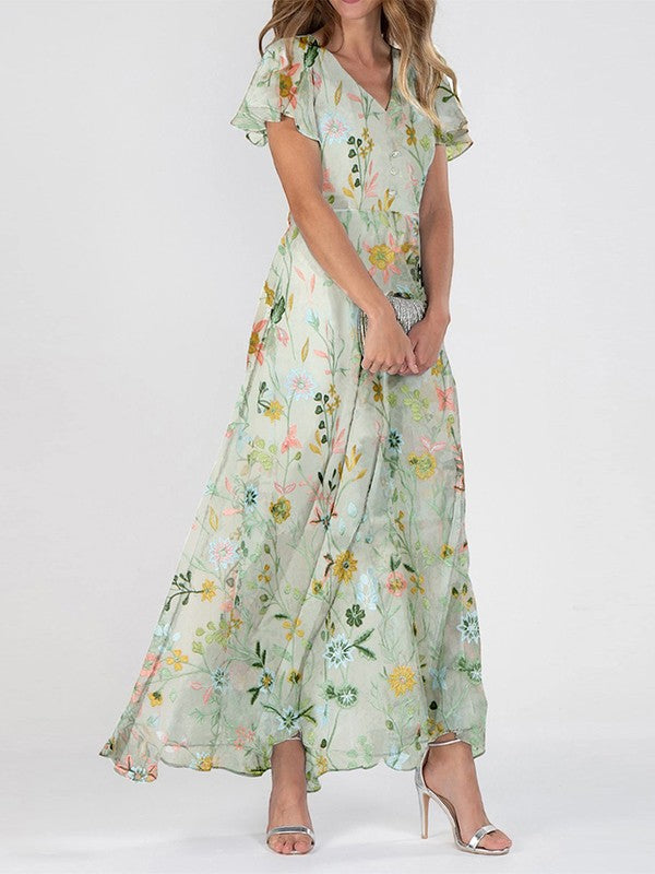 Chloe™ | Women’s Summer Floral V Neck Maxi Dress