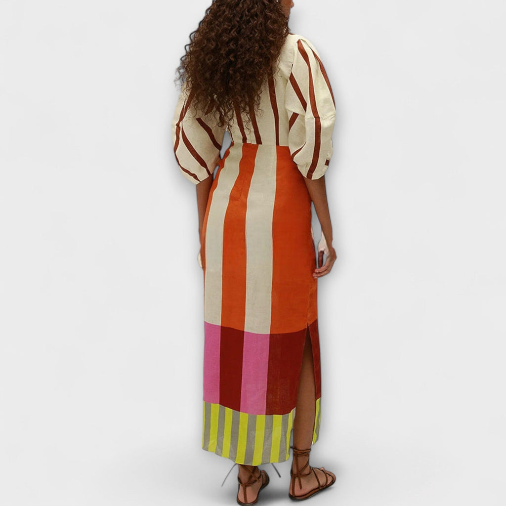 Style200™ | Kaya Maxi Dress: Chic Cutout & Puff Sleeves for Any Occasion
