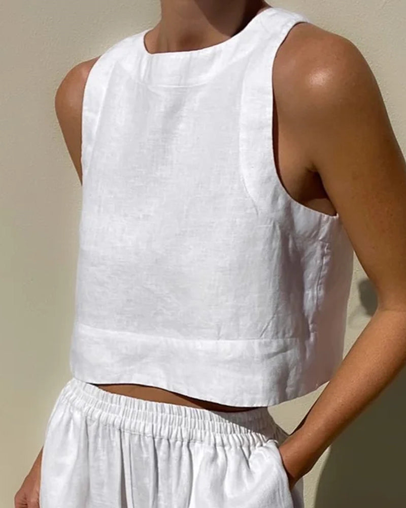 Salina™ | Women's Two Piece Set Crop Top Wide Leg Pants