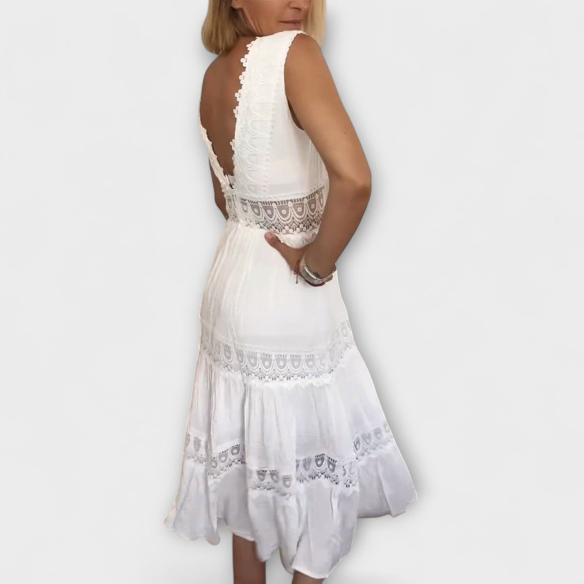 Style200™ | Aurélie - Chic V-Neck Lace Evening Dress