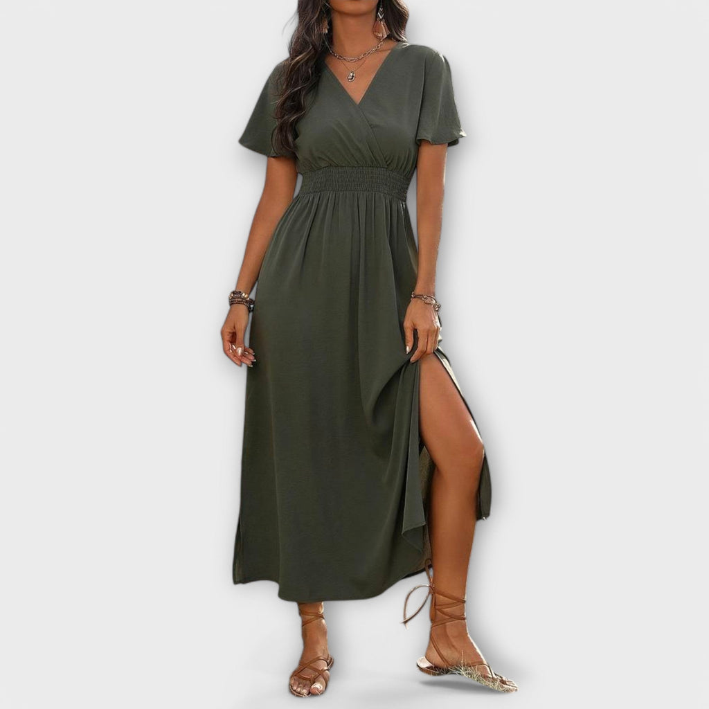 Style200™ | Heather - Boho V-Neck Long Sleeve Dress for Every Occasion