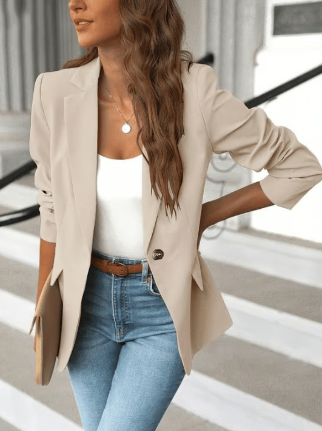 Dakota | Longline Blazer with Ruched Sleeve Detail