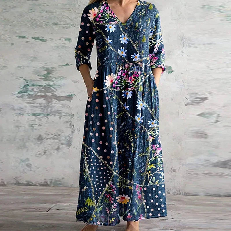Marguerite | V-Neck Floral Maxi Dress