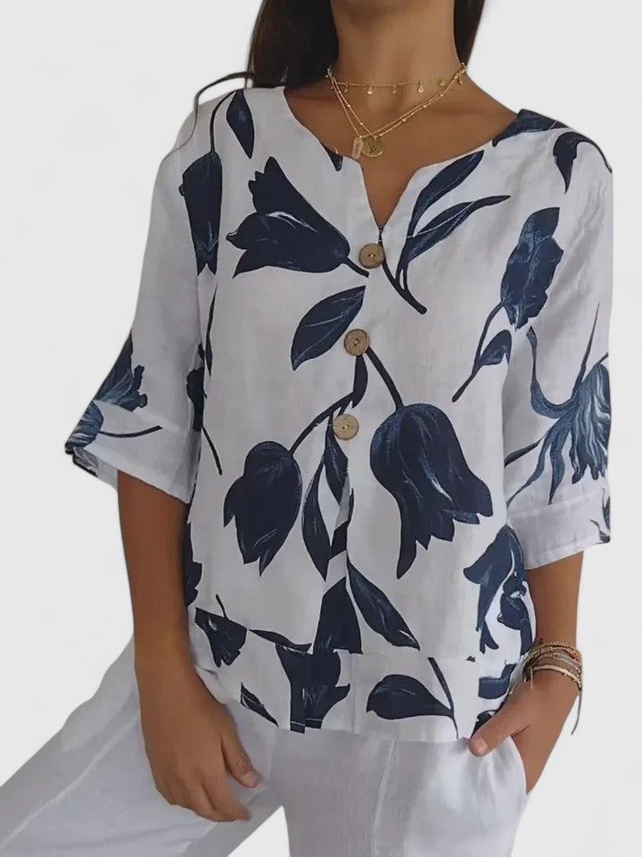 Laura™ | Stylish V-Neck Blouse for Every Occasion