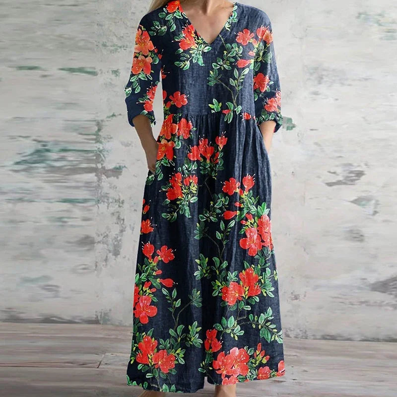 Marguerite | V-Neck Floral Maxi Dress