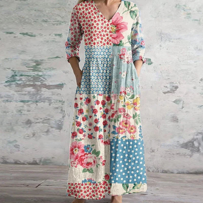 Marguerite | V-Neck Floral Maxi Dress