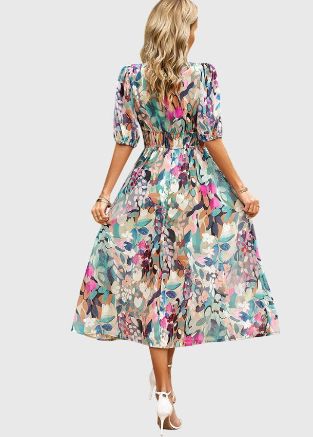 Style200™ | Chic Floral Midi Dress for Any Occasion