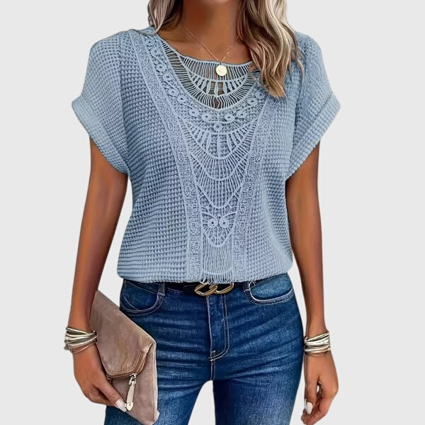 Style200™ | Chic Ibiza-Inspired Pearl Blouse for Every Occasion