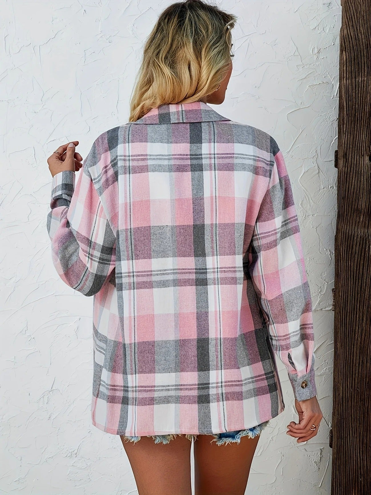 Harper™ | Women's Oversized Plaid Flannel Button-Down Shirt