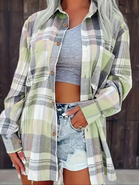 Harper™ | Women's Oversized Plaid Flannel Button-Down Shirt