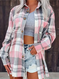 Harper™ | Women's Oversized Plaid Flannel Button-Down Shirt