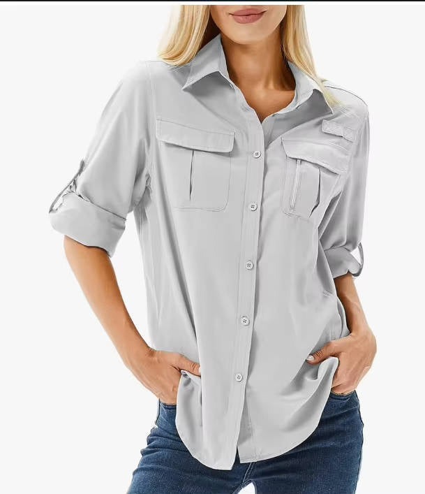 Trek™ | Women's UPF 50 Long Sleeve Hiking Shirt Roll-Up Safari Shirt