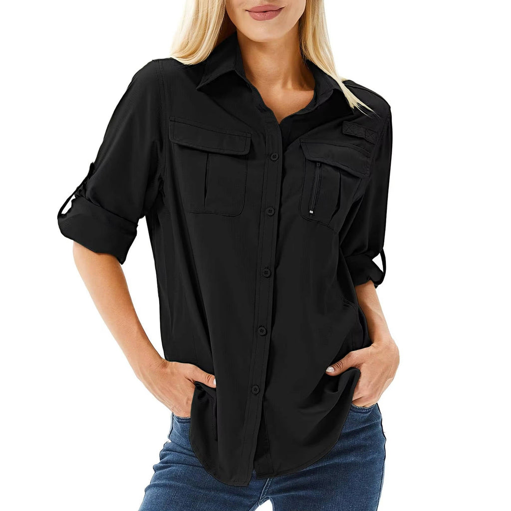 Trek™ | Women's UPF 50 Long Sleeve Hiking Shirt Roll-Up Safari Shirt