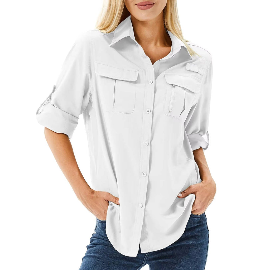 Trek™ | Women's UPF 50 Long Sleeve Hiking Shirt Roll-Up Safari Shirt