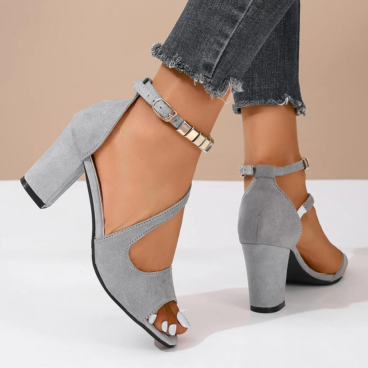 Sadie™ | Women's Block Heel Ankle Strap Peep Toe Dress Sandals