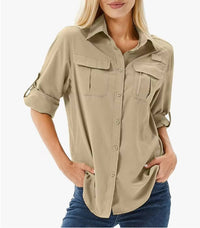 Trek™ | Women's UPF 50 Long Sleeve Hiking Shirt Roll-Up Safari Shirt